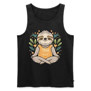 Zen Sloth: Yoga relaxation with a twist - Men's Premium Organic Tank Top - black - Front - Michal (187cm)