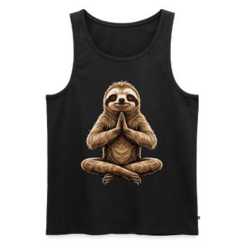 Sloth Yoga: Relaxation in Motion - Men's Premium Organic Tank Top - black - Front - Michal (187cm)