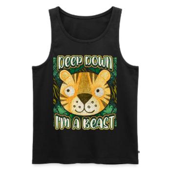Lustiger Tiger Spruch, Kawaii Dschungel Tiger - Männer Premium Bio Tank Top - Schwarz - Vorne - Michal (187cm)