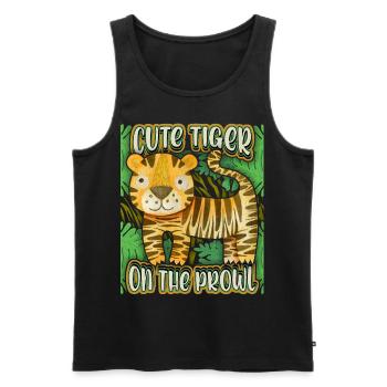 Dschungel Tiger, lustiger Spruch, Kawaii Tiger - Männer Premium Bio Tank Top - Schwarz - Vorne - Michal (187cm)
