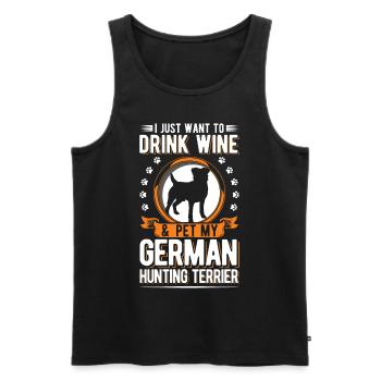 Terrier de chasse allemand et vin - Débardeur bio Premium Homme - noir - Devant - Michal (187cm)