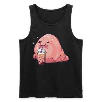 Kawaii Blobfish Boba Bubble Milk Thé - Débardeur bio Premium Homme - noir - Devant - Michal (187cm)