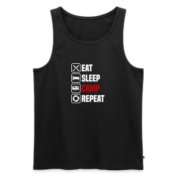 Eat, sleep, camp, repeat - Men's Premium Organic Tank Top - black - Front - Michal (187cm)