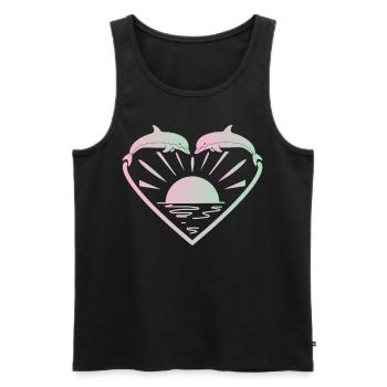 Dolphin Heart Sunset - Men's Premium Organic Tank Top - black - Front - AI Model Male 178 light (178cm)