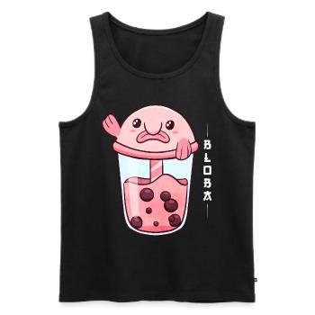 Blobfish Boba Bubble Milk Tea - Men's Premium Organic Tank Top - black - Front - Michal (187cm)