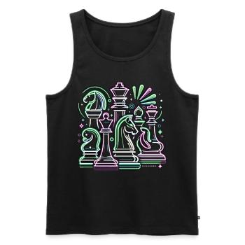 Neon Chess Futurism Chess T-shirt joueur d’échecs - Débardeur bio Premium Homme - noir - Devant - AI Model Male 178 light (178cm)