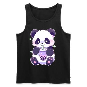 Kawaii Panda trinkt Boba Bubble Tea Chibi - Männer Premium Bio Tank Top - Schwarz - Vorne - AI Model Male 178 light (178cm)