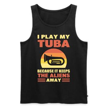 I Play My Tuba Because It Keeps The Aliens Away - Männer Premium Bio Tank Top - Schwarz - Vorne - Michal (187cm)
