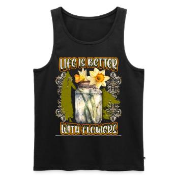 Osterglocke, Narzisse, Vintage botanische Blume - Männer Premium Bio Tank Top - Schwarz - Vorne - AI Model Male 178 light (178cm)