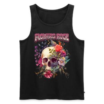 Skull Skull Vintage Skull with Roses Motif - Men's Premium Organic Tank Top - black - Front - Michal (187cm)