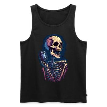 Colorful abstract skull with microphone - Men's Premium Organic Tank Top - black - Front - Michal (187cm)