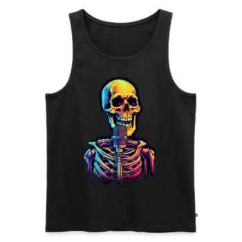 Bunter abstrakter Totenkopf mit Mikrofon - Männer Premium Bio Tank Top - Schwarz - Vorne - AI Model Male 178 light (178cm)