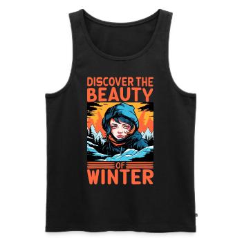 Discover the Beauty of Winter Skifahrer Spruch - Männer Premium Bio Tank Top - Schwarz - Vorne - Michal (187cm)