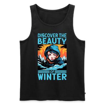 Discover the Beauty of Winter Skifahrer Spruch - Männer Premium Bio Tank Top - Schwarz - Vorne - Michal (187cm)