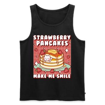 Strawberry Pancakes Make Me Smile - Men's Premium Organic Tank Top - black - Front - Michal (187cm)