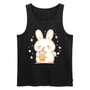 Kawaii Bunny boit Boba Bubble Tea Chibi - Débardeur bio Premium Homme - noir - Devant - Michal (187cm)