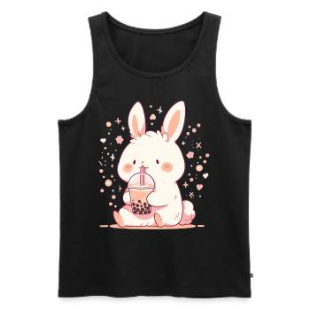 Kawaii Bunny boit Boba Bubble Tea Chibi - Débardeur bio Premium Homme - noir - Devant - Michal (187cm)