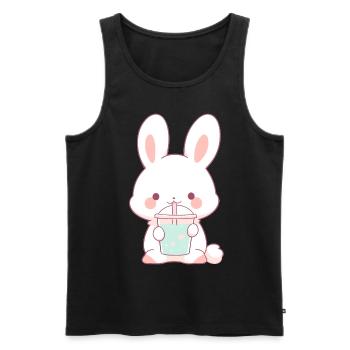 Kawaii Bunny boit Boba Bubble Tea Chibi - Débardeur bio Premium Homme - noir - Devant - Michal (187cm)