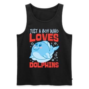Dolphin Just A Boy Who Loves - Männer Premium Bio Tank Top - Schwarz - Vorne - AI Model Male 178 light (178cm)