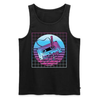 Vaporwave Cassette Player Retro Vintage Pop - Männer Premium Bio Tank Top - Schwarz - Vorne - Michal (187cm)