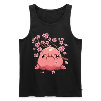 Kawaii Blobfish Japanese Cherry Blossoms - Men's Premium Organic Tank Top - black - Front - AI Model Male 178 light (178cm)