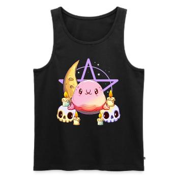 Kawaii Pastell Goth Blobfish Halbmond Schädel - Männer Premium Bio Tank Top - Schwarz - Vorne - AI Model Male 178 light (178cm)