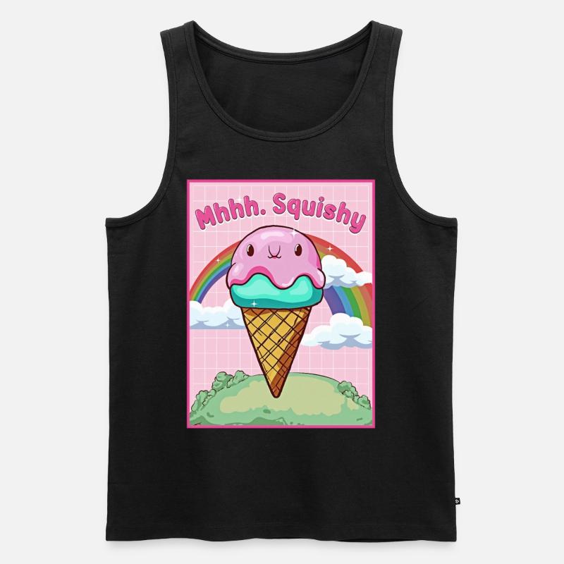 Kawaii Blobfisch-Eiscreme - Männer Premium Bio Tank Top - Schwarz