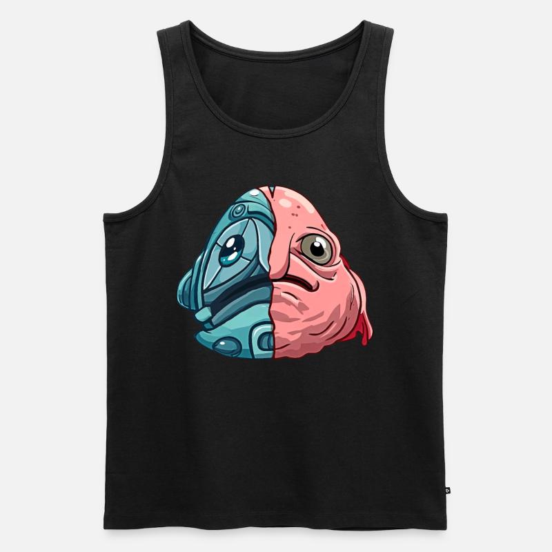 Kawaii Blobfisch Cyber-Roboter - Männer Premium Bio Tank Top - Schwarz