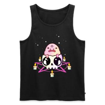 Kawaii Pastell Goth Blobfish Schädel Pentagramm - Männer Premium Bio Tank Top - Schwarz - Vorne - AI Model Male 178 light (178cm)