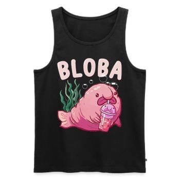 Kawaii Blobfish Boba Bubble Milk Thé - Débardeur bio Premium Homme - noir - Devant - Michal (187cm)