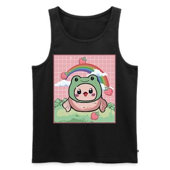 Chapeau de grenouille Kawaii Cottagecore Blobfish - Débardeur bio Premium Homme - noir - Devant - Michal (187cm)