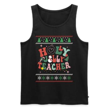 The Best Teacher Retro Groovy Christmas Xmas - Männer Premium Bio Tank Top - Schwarz - Vorne - AI Model Male 178 light (178cm)