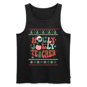 The Best Teacher Retro Groovy Christmas Xmas - Men's Premium Organic Tank Top - black - Front - AI Model Male 178 light (178cm)