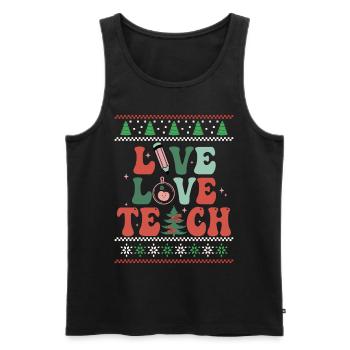 Very Merry Teacher Retro Groovy Christmas Xmas - Männer Premium Bio Tank Top - Schwarz - Vorne - AI Model Male 178 light (178cm)