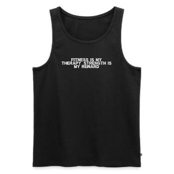Fitness - Le fitness est ma thérapie, la force est ma - Débardeur bio Premium Homme - noir - Devant - Michal (187cm)