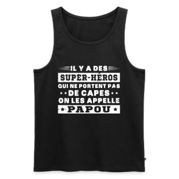 Papou super héros cadeau grand-père - Débardeur bio Premium Homme - noir - Devant - Michal (187cm)