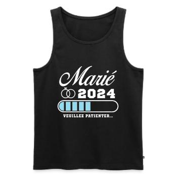 Homme Futur Marié 2024 Humour Cadeau - Débardeur bio Premium Homme - noir - Devant - Michal (187cm)