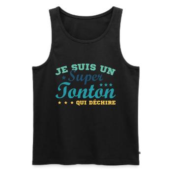 Je Suis Un Super Tonton Qui Déchire Cadeau Humour - Débardeur bio Premium Homme - noir - Devant - Michal (187cm)