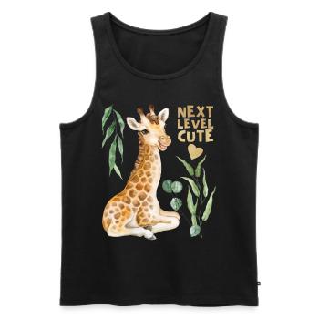 Comic Giraffe, lustiger Spruch - Männer Premium Bio Tank Top - Schwarz - Vorne - AI Model Male 178 light (178cm)