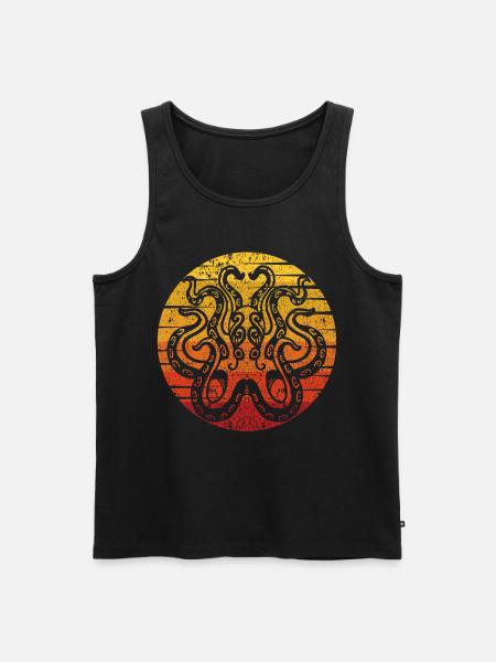 Octopus Octopus, Squid with Sunset - Men's Premium Organic Tank Top - black