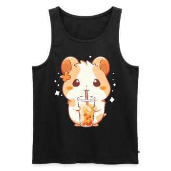Kawaii Hamster Boissons Boba Bubble Tea Chibi - Débardeur bio Premium Homme - noir - Devant - AI Model Male 178 light (178cm)