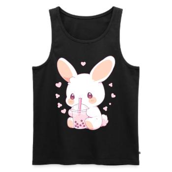 Kawaii Bunny boit Boba Bubble Tea Chibi - Débardeur bio Premium Homme - noir - Devant - Michal (187cm)