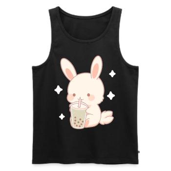 Kawaii Bunny boit Boba Bubble Tea Chibi - Débardeur bio Premium Homme - noir - Devant - Michal (187cm)
