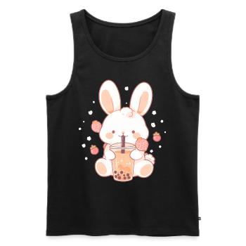 Kawaii Bunny boit Boba Bubble Tea Chibi - Débardeur bio Premium Homme - noir - Devant - Michal (187cm)