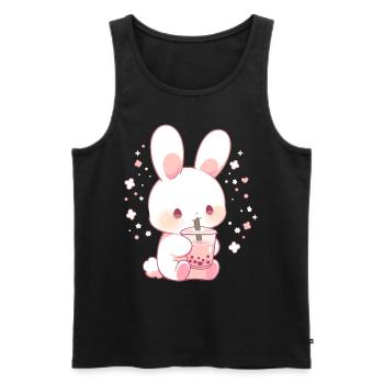 Kawaii Bunny boit Boba Bubble Tea Chibi - Débardeur bio Premium Homme - noir - Devant - Michal (187cm)