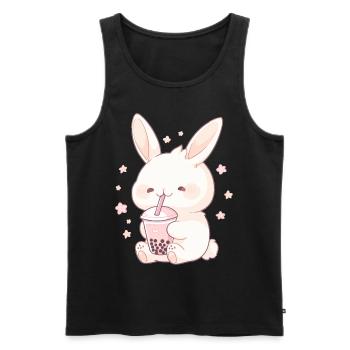 Kawaii Bunny boit Boba Bubble Tea Chibi - Débardeur bio Premium Homme - noir - Devant - Michal (187cm)