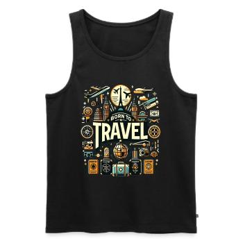 Born To Travel Reise Reisen Reiseurlaub Travel - Männer Premium Bio Tank Top - Schwarz - Vorne - AI Model Male 178 light (178cm)