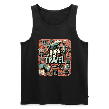 Born To Travel Reise Reisen Reiseurlaub Travel - Männer Premium Bio Tank Top - Schwarz - Vorne - AI Model Male 178 light (178cm)