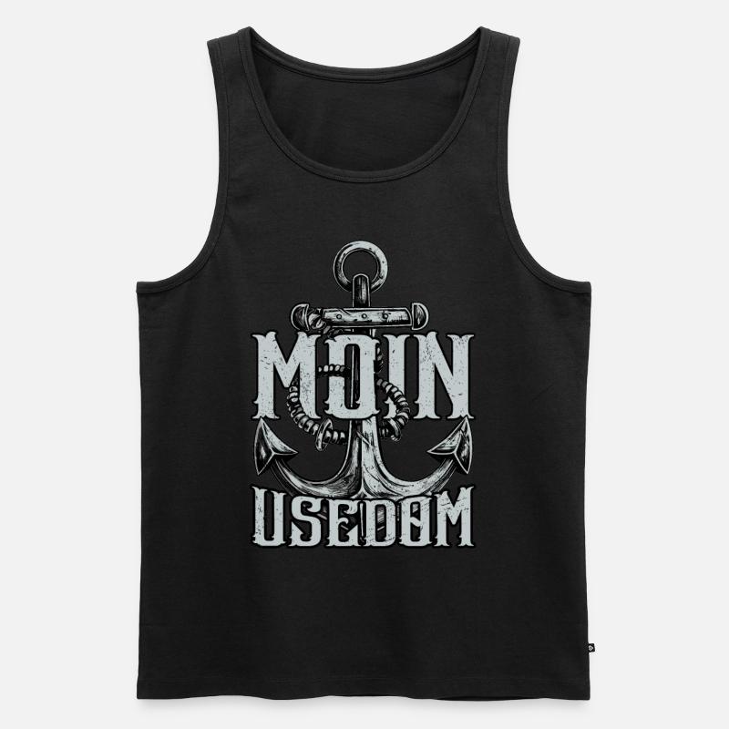 Moin Usedom - Männer Premium Bio Tank Top - Schwarz
