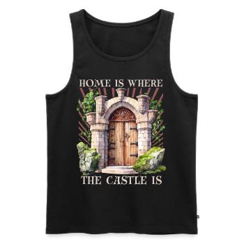 Castles and palaces, funny saying Middle Ages - Men's Premium Organic Tank Top - black - Front - AI Model Male 178 light (178cm)